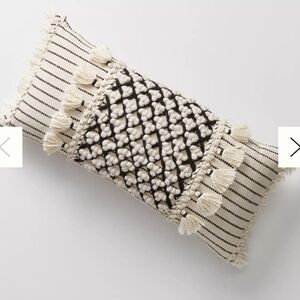 Anthropologie Textured Kama Lumbar Pillow Black White Bohemian Bedding Textural